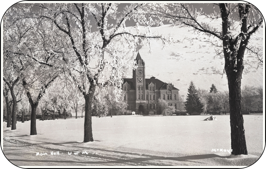 historic black and white photo of university hall